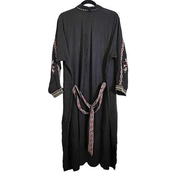 Johnny Was NWOT Sz 1X Fairlie Midi Dress Long Slv Embroidered Boho Black Belted - Picture 3 of 10